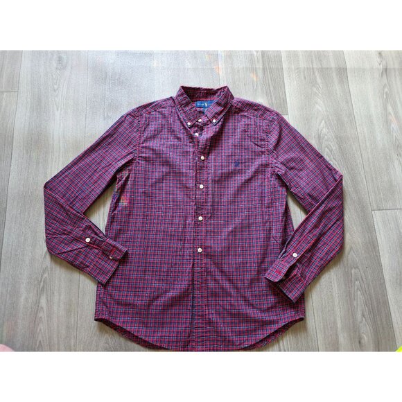 Ralph Lauren Red & Blue Plaid Long Sleeve Button-Down Shirt XL - Picture 1 of 8